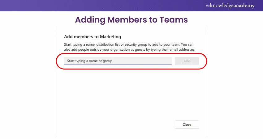 Adding member to Teams