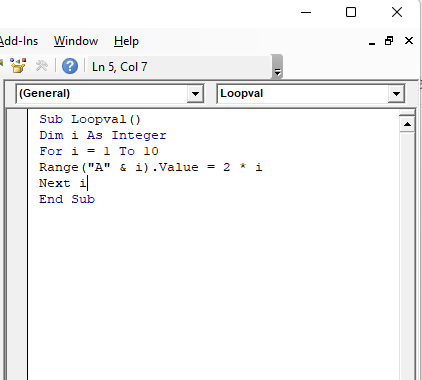 VBA For Loop code written or can be inserted in Excel