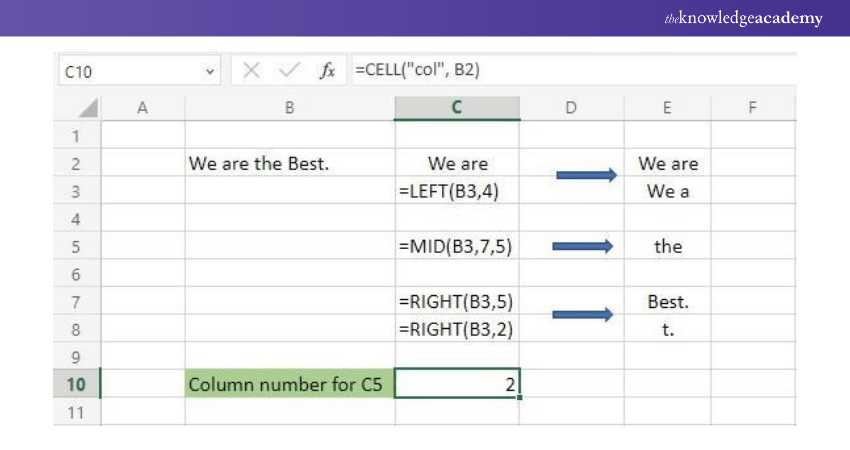 CELL, LEFT, MID and RIGHT Microsoft Excel Formula