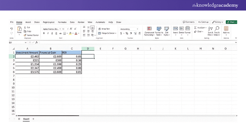 Calculates the ROI as a decimal