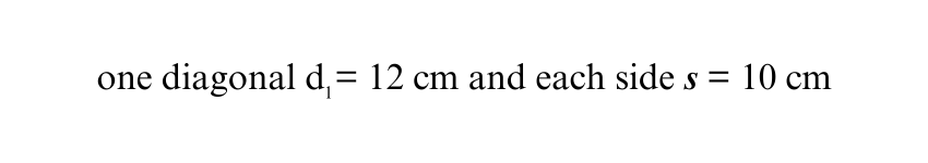 Calculating Diagonal from Rhombus Area