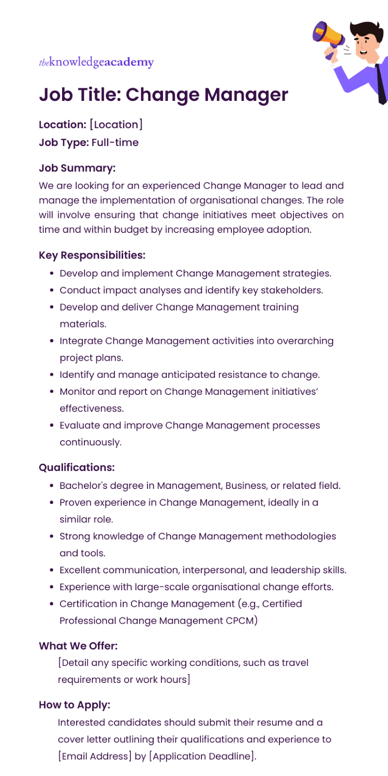 Change Manager Job Description