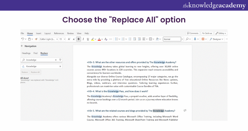 Choose the replace all option