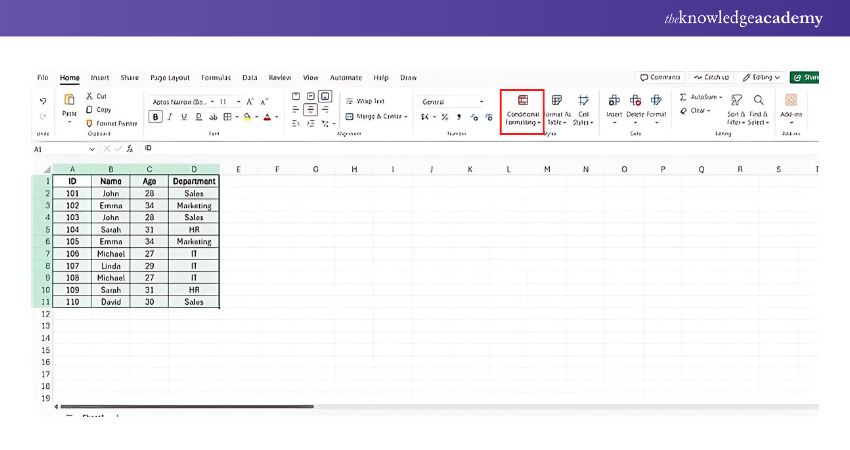 Click on Conditional Formatting