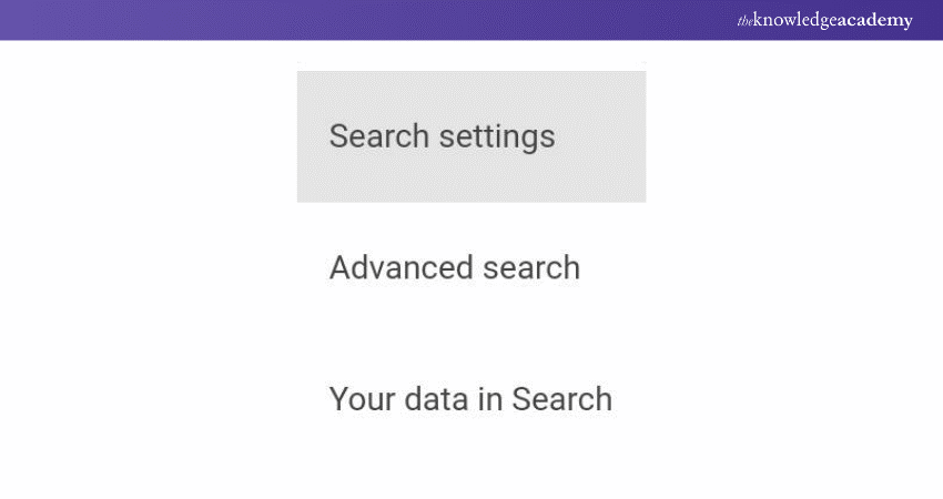 Clicking on Search Settings