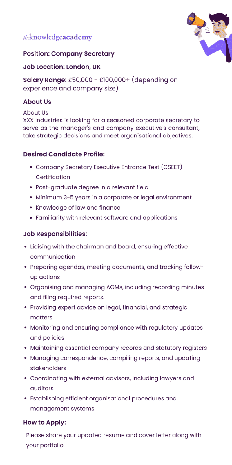 Company Secretary Job Description