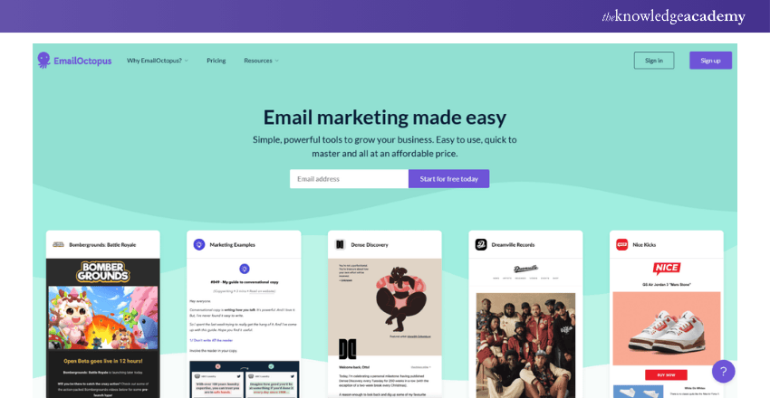 EmailOctopus Landing Page