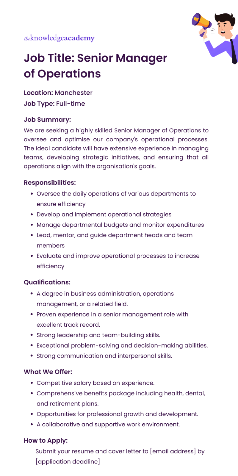 Example of Senior Manager Job Description 