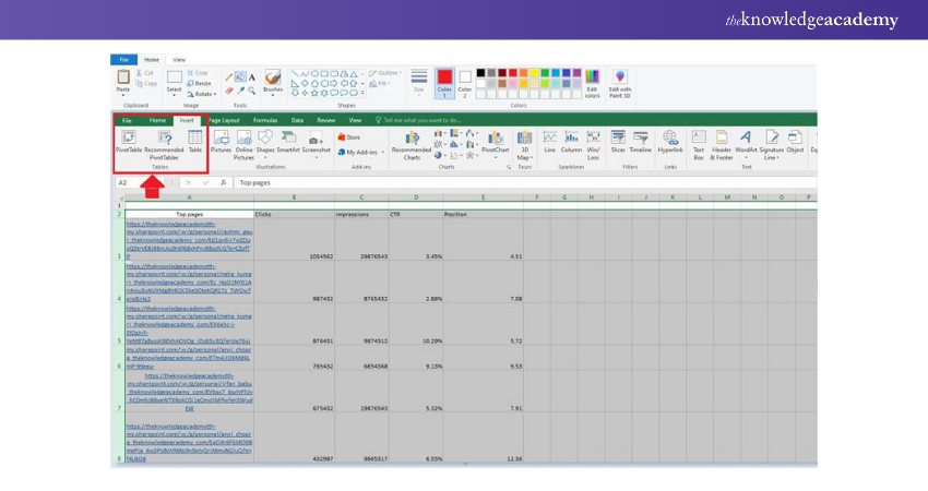 Fill out a set of rows and columns with your data