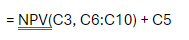 Formula for NPV Calculation in Excel