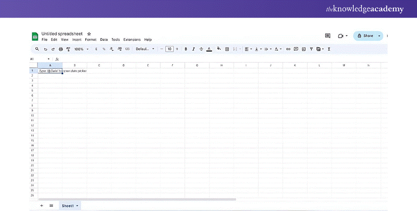 Google Sheets main interface