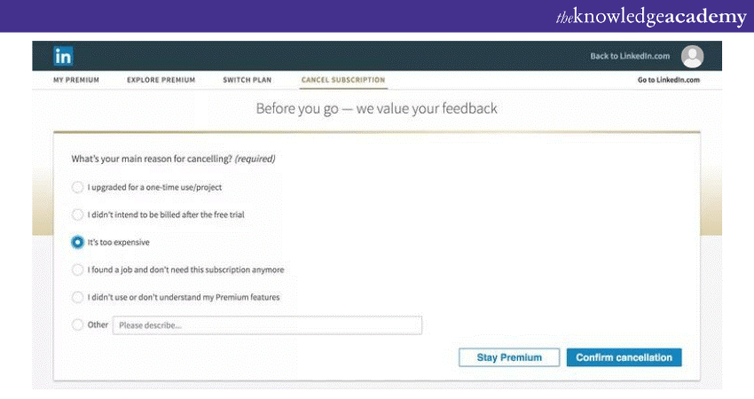 How to Cancel LinkedIn Premium Providing feedback