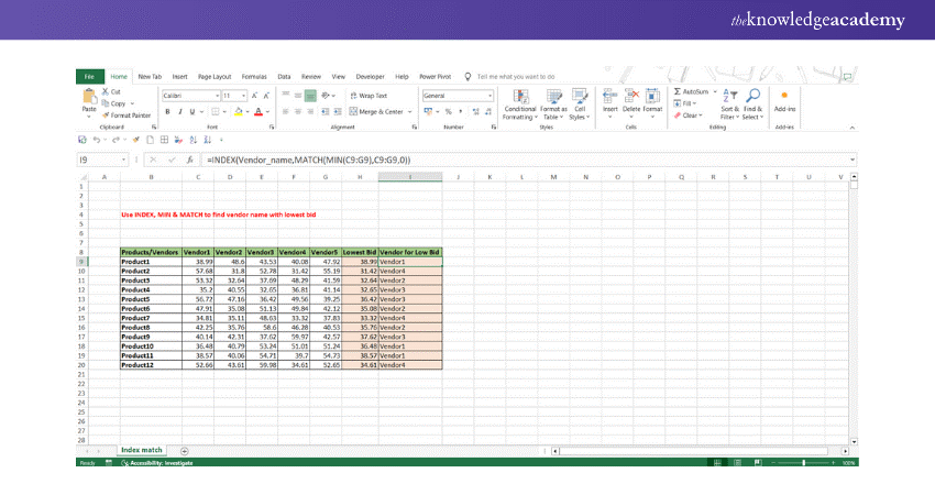 Implementing Index Match formula