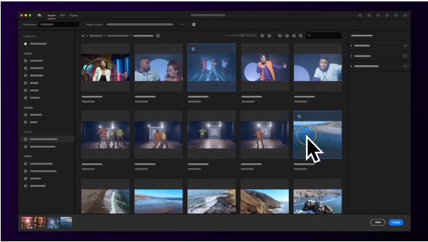 Interface of Adobe Premiere Pro