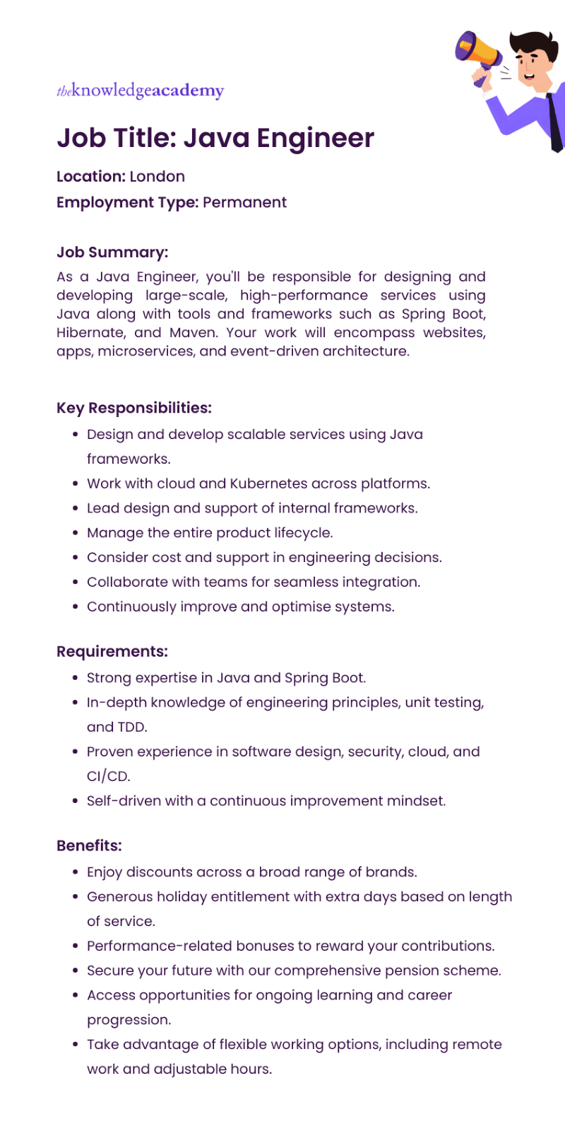 Java Developer Job Description Example