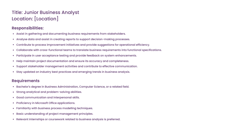 Business Analyst Job Description Skills And Salary Trends   Junior Business Analyst Job Description 