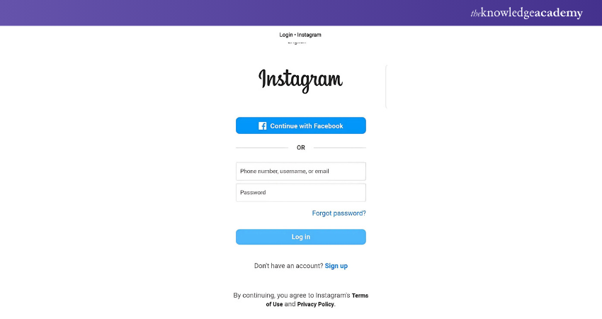 Login Window for Instagram