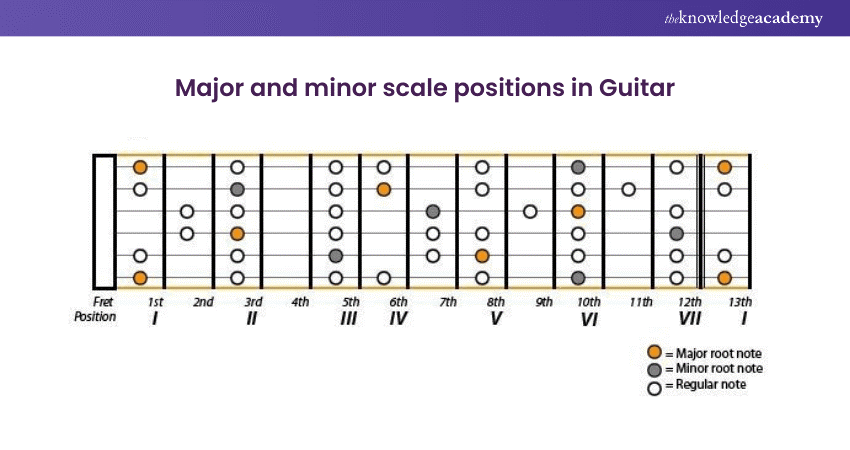 Major and minor scale positions in Guitar