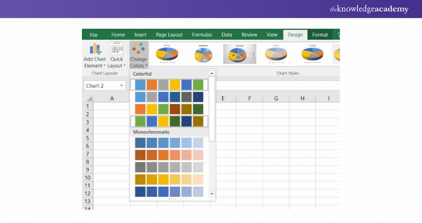 Modify the colour theme of your entire Pie Chart in Excel