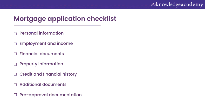 Mortgage application checklist