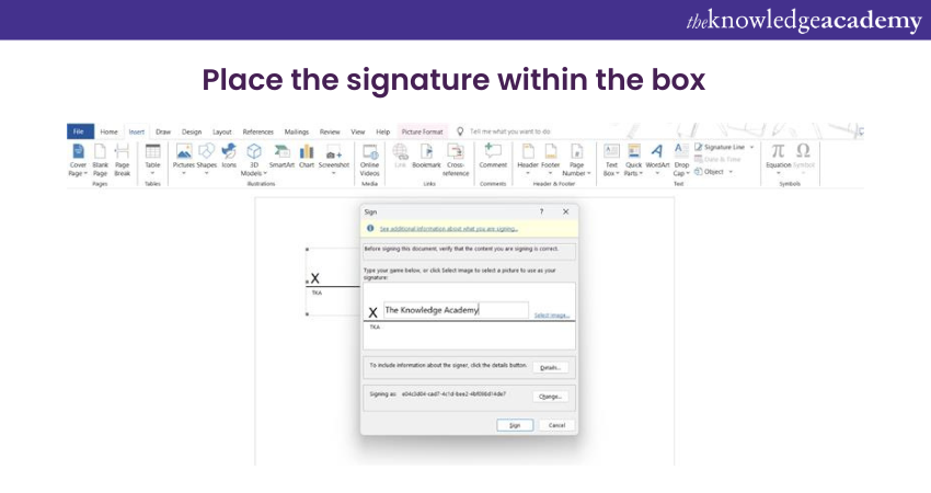 Place the Signature within the Box