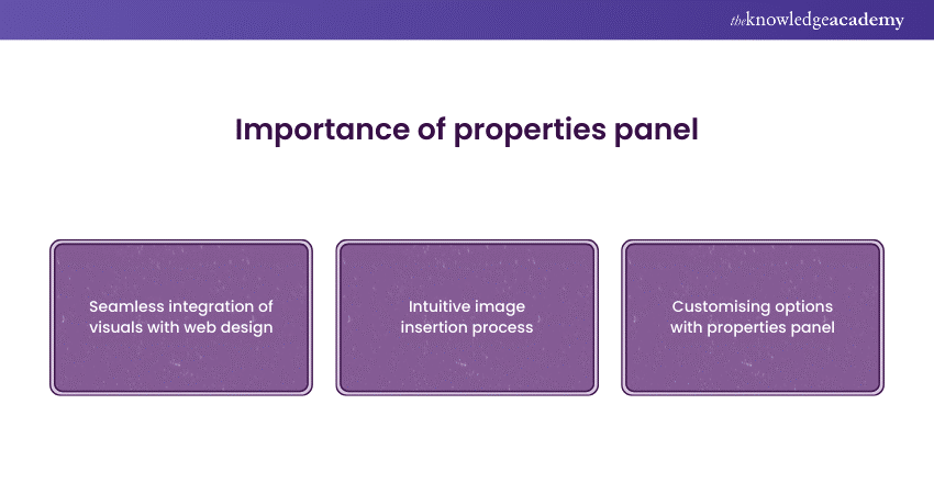 Properties panel and image insertion  