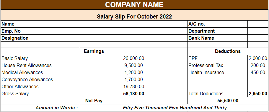 salary slip template in excel