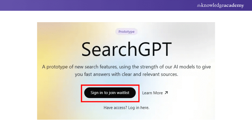 SearchGPT’s Sign in to Join the Waitlist Option