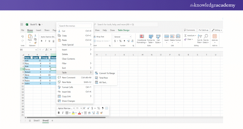 Select ‘Convert To Range’ option