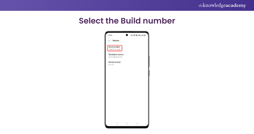 Select the Build number