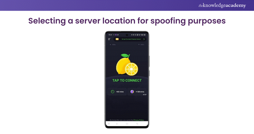 Selecting a server location for spoofing purposes