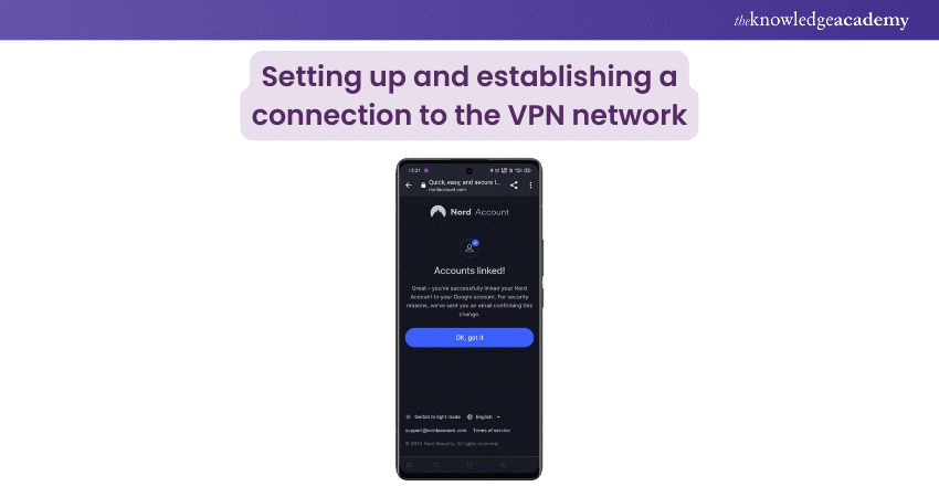 Setting up and establishing a connection to the VPN network