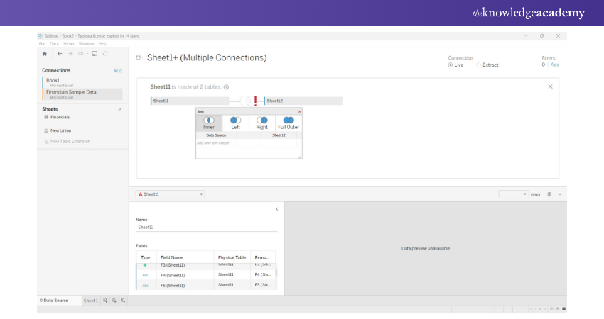 Interface of Joins between data