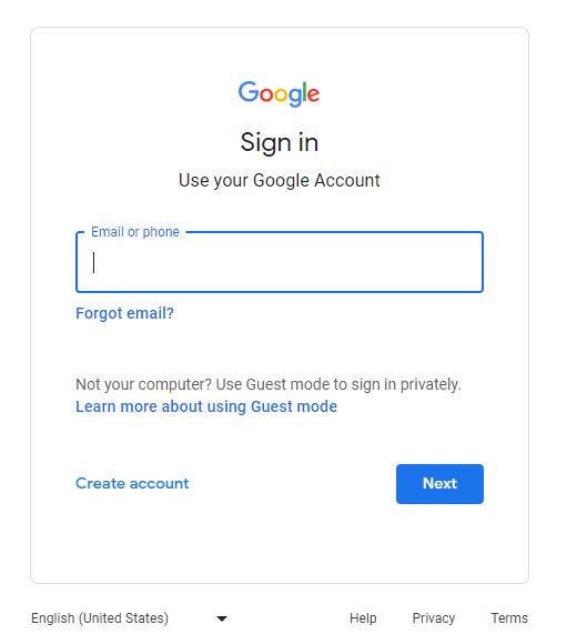 Sign in to your Google account.