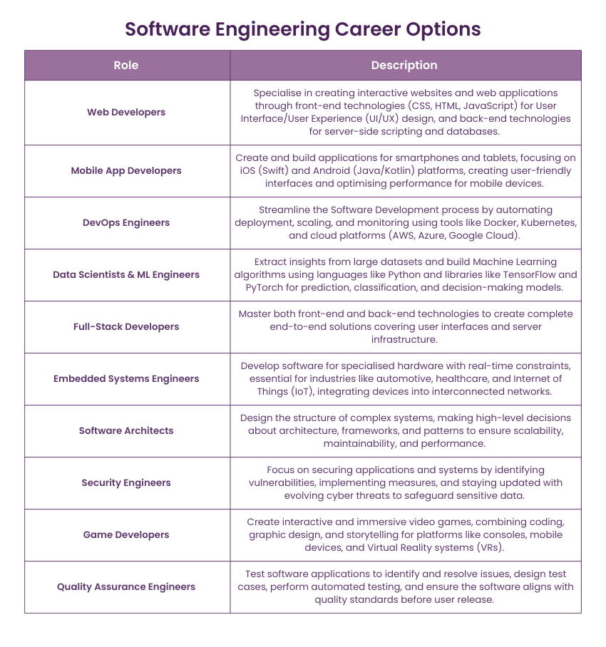 Software Engineering Career Options