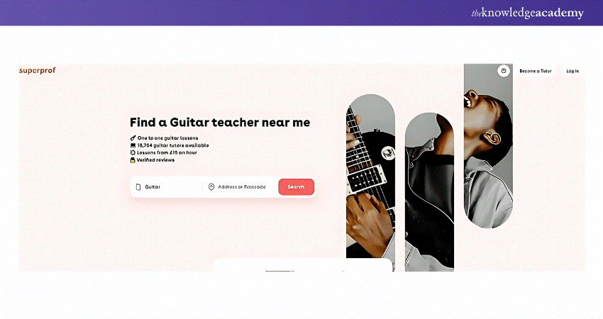 Superprof Landing page for Guitar Lessons