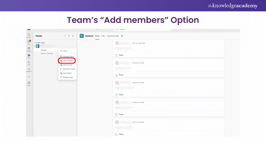 Team's Add members Option