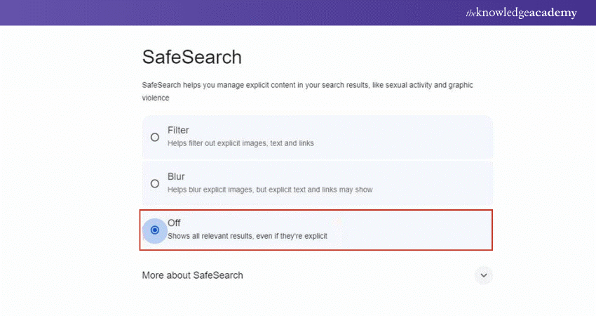 Turning SafeSearch Off