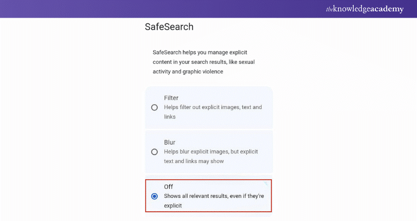 Turning SafeSearch Off