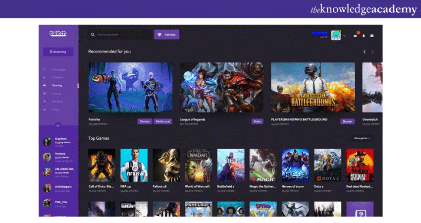 Twitch interface