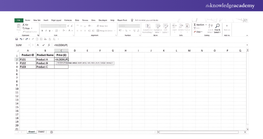 Type VLOOKUP Formula