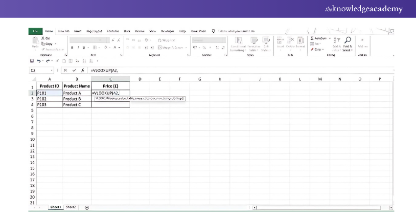 Type VLOOKUP Value