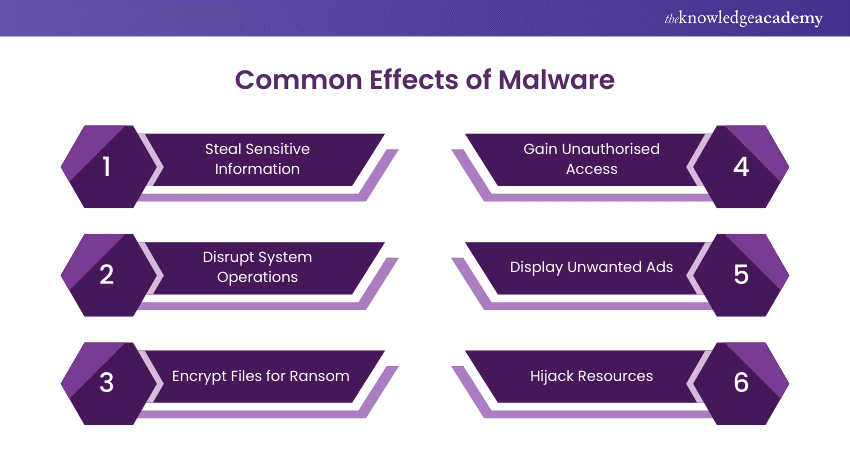 Typical impacts of Malware 