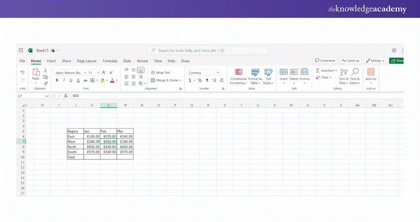 UI of Excel   