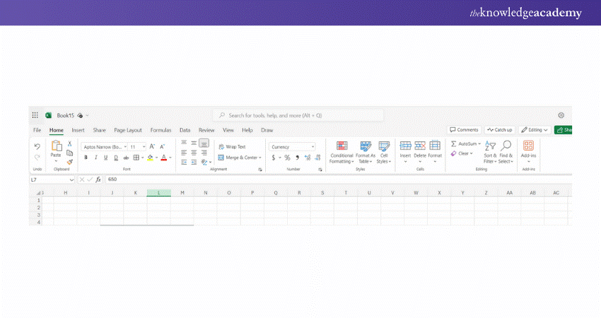 UI of Excel 