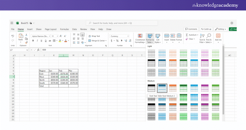 UI of Excel   