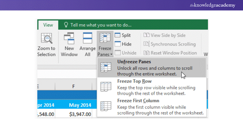 Unfreezing Panes