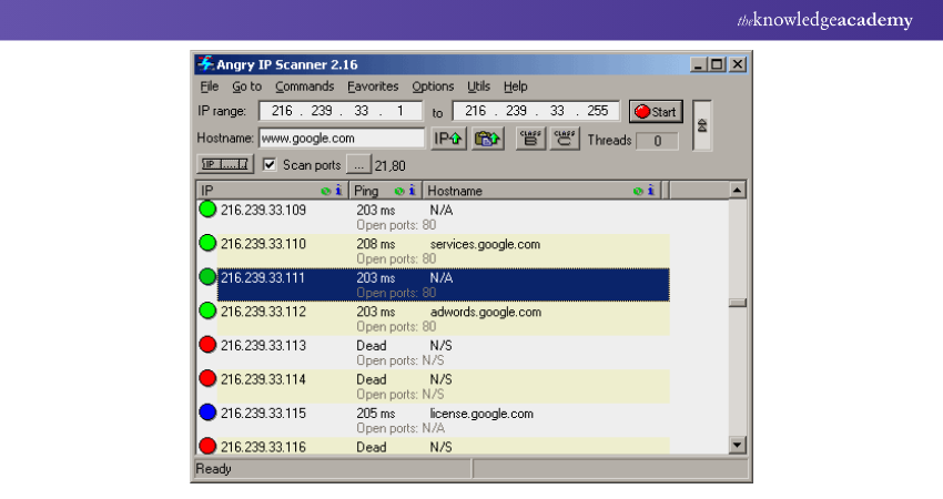 User Interface of Angry IP Scanner