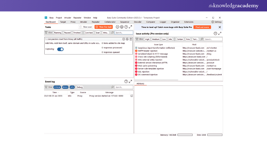 User Interface of Burp Suite