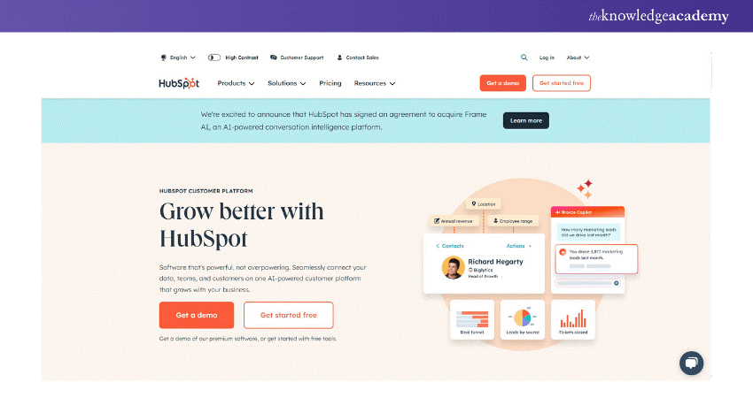 User Interface of HubSpot